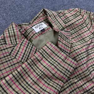 Kasper ASL Blazer 12 Gold Pink Plaid Silk Button Front Jacket Womens